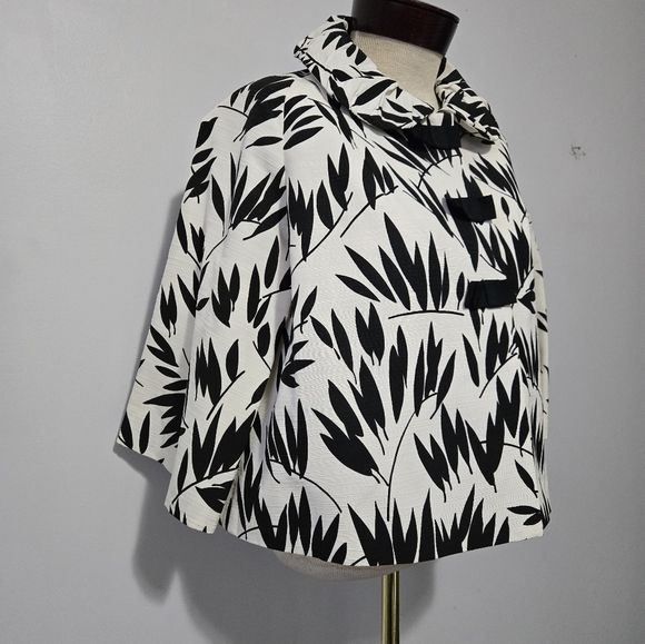 PINK TARTAN Black And White Tropical Cotton Blazer.size 8 - Picture 4 of 13